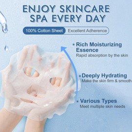 KONEUK 14 Pack Sheet Face Mask Skincare Moisturizing Suitable for Dry Skin Bulk Set for Women's Skincare Spa Gift B-28 Pack Facial Masks / 코넥 14팩 시트 페이스 마스크 스킨케어 건성 피부에 적합한 수분 공급 여성 스킨케어용 벌크 세트 스파용 선물 B-28 Pack Facial Masks