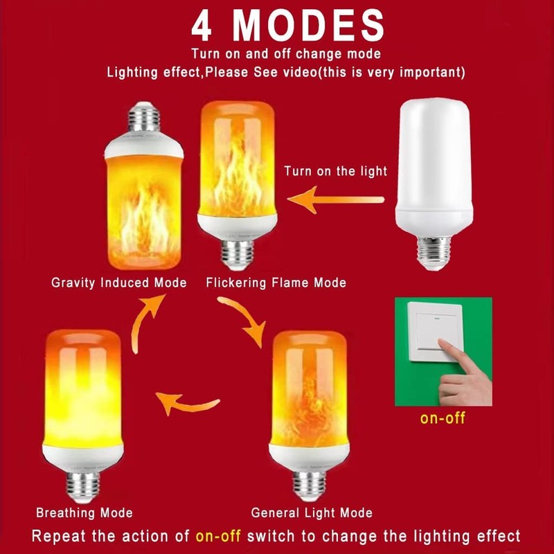 MINTSSOUL LED Flame Effect Fire E26 Light Bulbs,Creative with Flickering