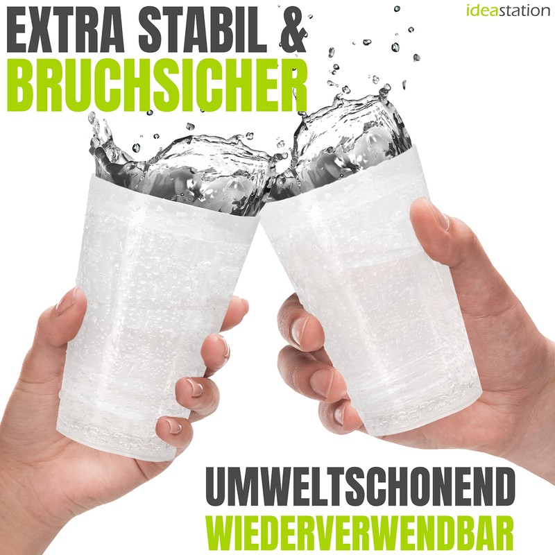 idea-station Plastic Cups 16 x 300 ml - Transparent -