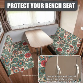 SUITOSELFY RV Cushion Covers Dinette Booth Seats Mandala Bohemia Camper Couch Covers for 2 Cushion Sofa Bed Stretch Washable Slipcovers for Travel Trailer Couch
