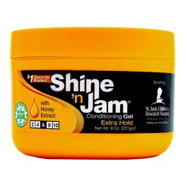 Ampro Shine-n-Jam Maximum Hold - Enriquecido con extracto de miel para fortalecer el cabello - Ideal para domar flequillos y colas de caballo - 227 g