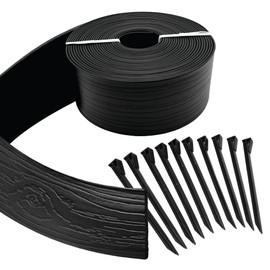 MASTER MARK Terrace Board, Landscape Coiled Edging, Grass Barrier, Bender Board, Garden Borders 4 in. x 40 ft. with 10 Stakes (Black)