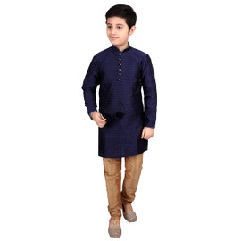 Pro-Ethic Style Developer Conjuntos de ropa india para niños, ropa tradicional de seda Kurta para niños, paquete de 1 (S-129), Azul oscuro, 10-11 Años