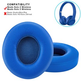 Professional Replacement Ear Pads,Earpads Compatible with Beats Solo 2 & Solo 3 Wireless On-Ear Headphones,Soft Protein Leather,Noise Isolation Memory Foam,Strong Adhesive Tape,2 Pieces