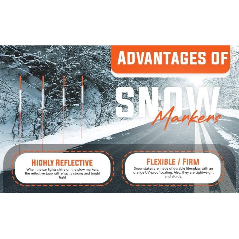 100 Pack - 72" Driveway Markers 5/16", Snow Stakes, Plow
