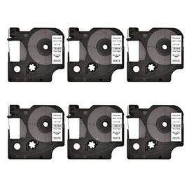 Fanooma Compatible 18444 Label Tape Replacement for DYMO Rhino Pro 5200 4200 6000 5000 Label Maker, Permanent Vinyl Industrial Tape Refills, Black Print on White, 1/2" x 18 Feet, 6-Pack