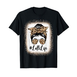 Lolli Life Bleached Leopard Messy Bun Mother's day T-Shirt