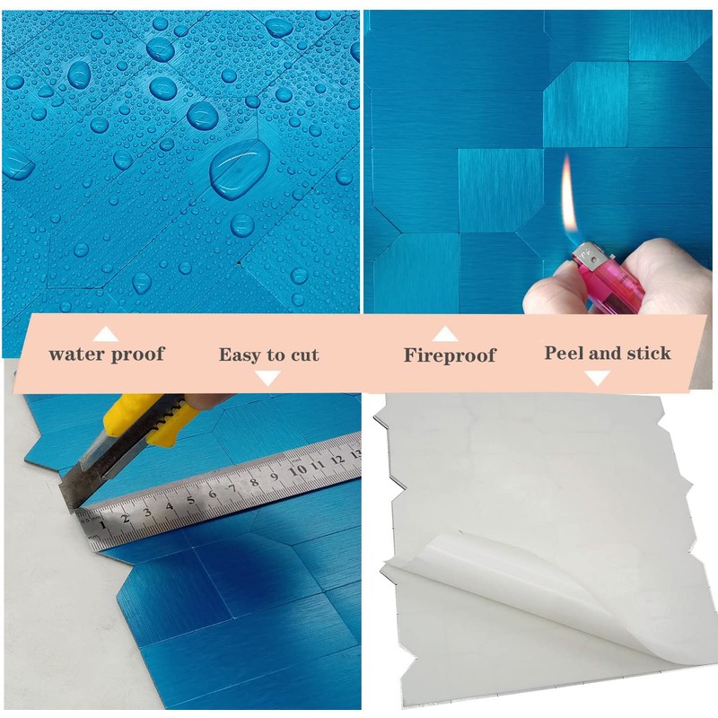 XUANINY 7-Sheet Peel and Stick Metal Backsplash Tiles, Self Adhesive