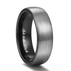 Zakk Men's Women's Tungsten Engagement Ring Wedding Ring Partner Rings Brushed 6 mm 8 mm Black Blue with I Love You Engraving, Tungsten, No Gemstone