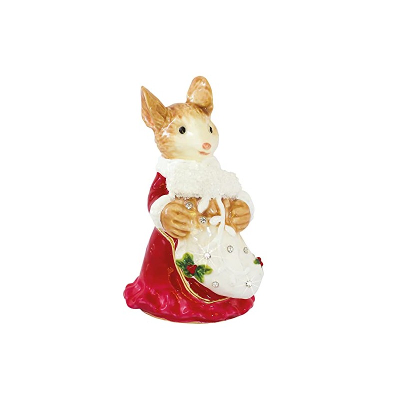 Craycombe Trinkets 6063 Mouse with Stocking Trinket Box,Height 8cm