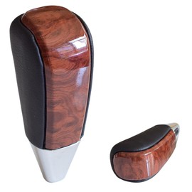 Kakulkomen Automatic Leather Wood Gear Shift Knob for Toyota Land Cruiser 200 FJ20 2008-2017 (Brown)