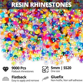 8700 piezas de diamantes de imitación de resina SS20 de 5 mm con pegamento para manualidades, kit de cristales coloridos deslumbrantes con pegamento B7000 de 45 ml para libros, ropa, manualidades