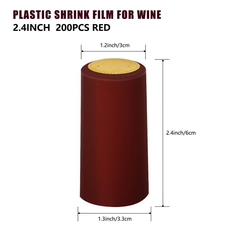 200 Pieces PVC Heat Shrink Cap with Tear Tab for