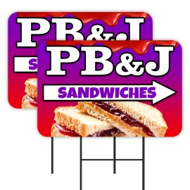 PB&J Sandwiches - Peanut Butter Jelly 2 Pack Double-Sided Yard Signs 16" x 24" w