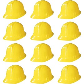 12 Casco Constructor Amarillo Plastico Bob Disfraz Fiesta