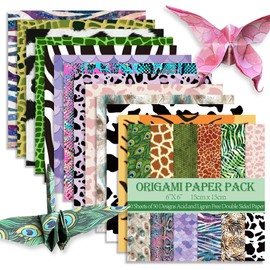 Square Origami Paper 6x6 Double Sided 50 Sheets 50 Colors 70GSM Origami Kit Japanese Chiyo Easy Fold Arts Crafts DIY Handwork Beginner Animal Fur