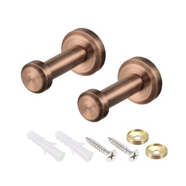 sourcing map Wall Hook Robe Towel Hook Wall Mounted Coat Hooks Hanger Brushed Copper Tone 2Pcs