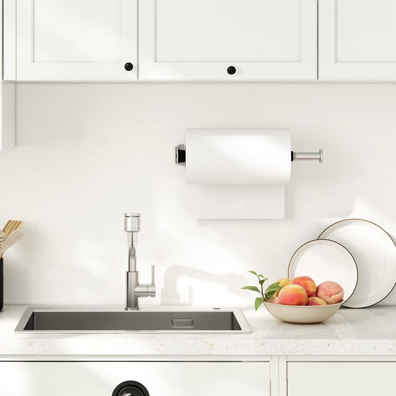 Fixwal Paper Towel Holder Under Cabinet, Single Hand Operable Wall