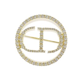 1 Piece Cd Letter Rhinestone Brooch, Round Letter Pin, Exquisite Dress Pin, Elegant Ladies Corsage, Suit Accessories Pin Buckle, Suitable for Daily Life, Parties and Celebrations (Gold)