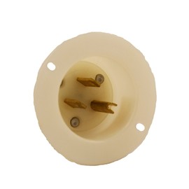Leviton Flanged Inlet Receptacle 15 Amp, 125 Volt, Straight Blade, Industrial Grade, Grounding, 05278-00C, White