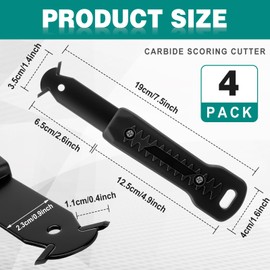 Lasnten 4 Pcs Carbide Scoring Cutter Backer Board Scoring Knife Laminate Floor Cutter Reversible Carbide Tips for Fiberboard Vinyl Flooring Cutting Linoleum Plexiglass Acrylic Plastic Soft Tile Sheet