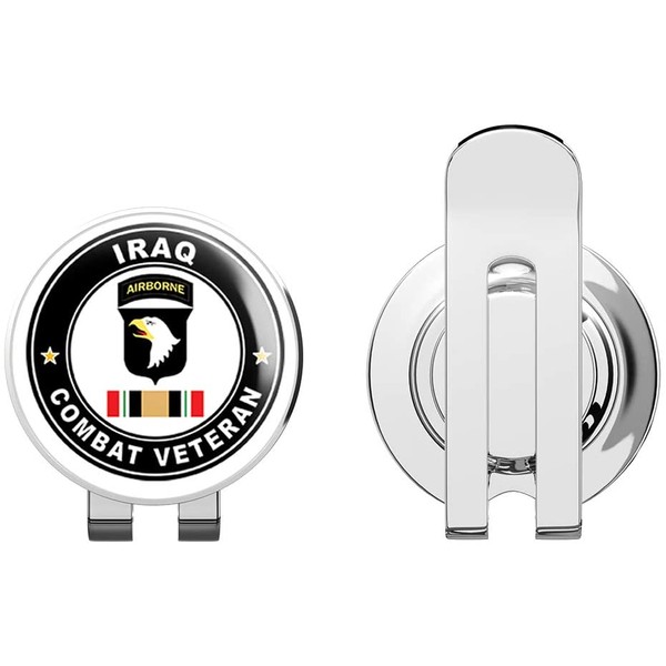 US Army 101st Airborne Iraq Combat Veteran Operation Iraqi Freedom OIF Golf Hat Clip with Magnetic Ball Marker