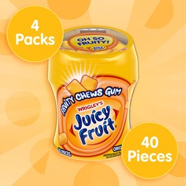 JUICY FRUIT Gum - Original Bubble Gum Bulk Pack, 40-Piece Bottle (4 Pack)