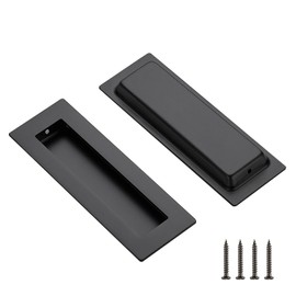 Ravinte 2 Pack Black Cabinet Pulls - Recessed Finger Pulls Sliding Door Handles Furniture Handles Kitchen Hardware for Cabinets (150mm Length)