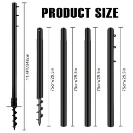 Shade Sail Poles kit, 10Ft Sun Shade Sail Poles Support Awning Canopy, 2 Pole Outdoor String Light Pole Post Heavy Duty Steel Post Suitable for Garden/Yard/Pool/Patio(2 Pole 20 ft) (10 ft 1 Poles)