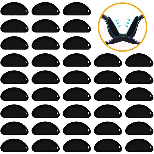 40 Pairs Eyeglass Nose Pads Silicone Soft Seft Adhesive Thin Anti-Slip Nosepads for Eyeglasses Glasses Sunglasses (Black 1mm)