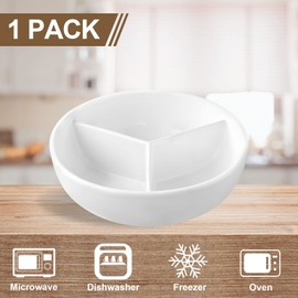 Cinf Ceramic Cereal Bowl 3 Section Separate Milk Keeps Fresh Crunchy Microwave Safe Anti Soggy Ice Cream Topping Yogurt Fries Ketchup Soup Salad Dessert Bowls Gifts