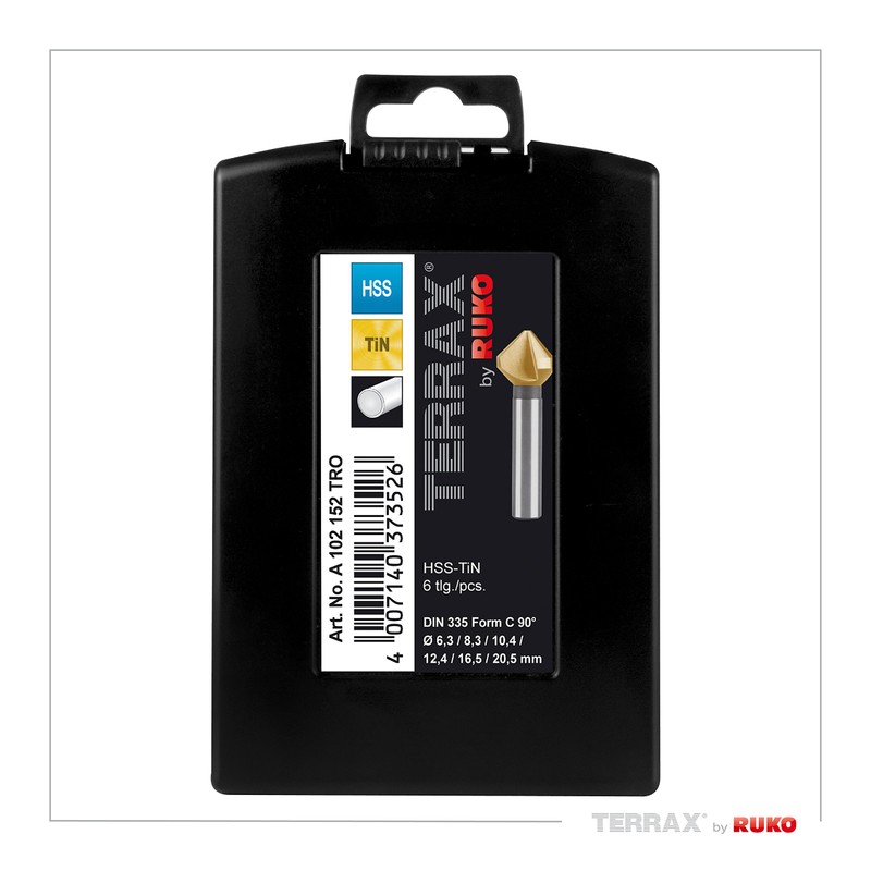 Terrax Set Svasatore Conico Forma C 90° HSS Tin in