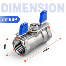 Bwintech 2 Pcs 3/8" BSP Female mini Ball Valve Shut-Off Switch with 304 Stainless Fittings for Water, Air and Industrial Use