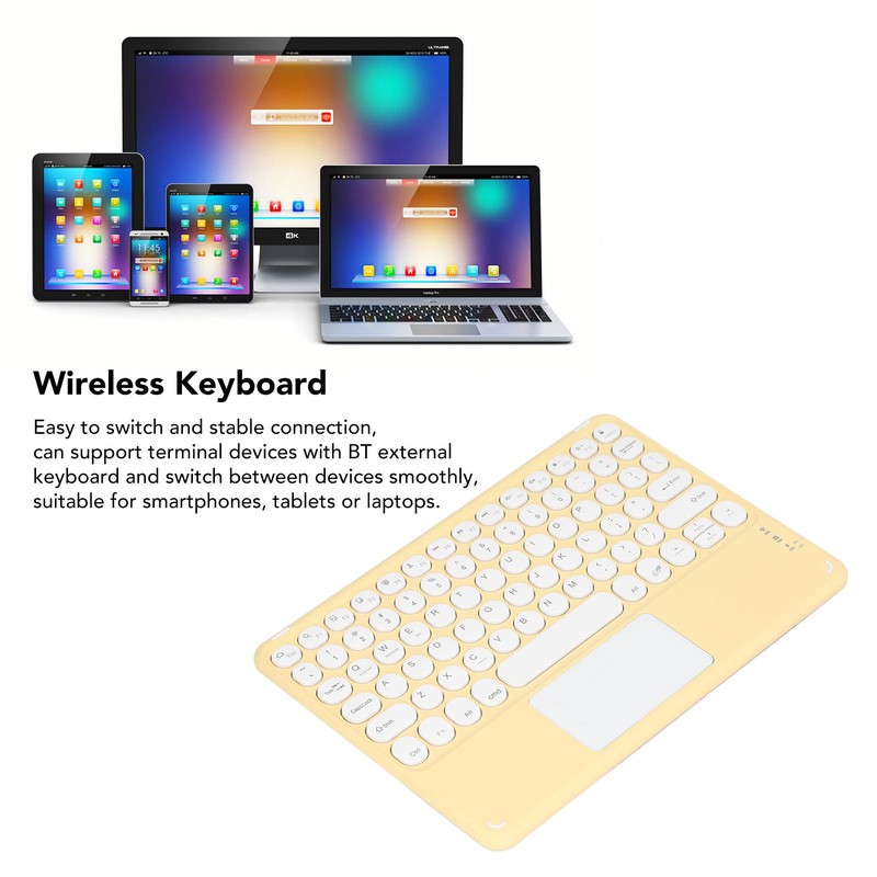 Touch Wireless Keyboard Round Keycaps Ergonomic Design Ultra Thin Smart