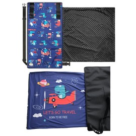 Asheyya Airplane Bed for Toddlers, Portable with Quilt Anti-slip Plane Seat Extender for Kids Travel Essentials (Blue)