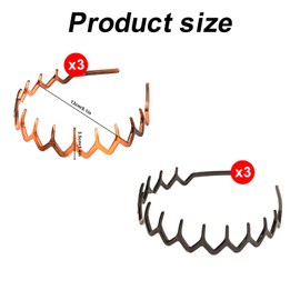 6PCS Zig Zag Headband Tooth Headband for Women Girls Plastic Wavy Hair Comb Headbands Zig Zag Black Plastic Sharks Tooth Hair Comb Hard Headbands for Women Men Girls