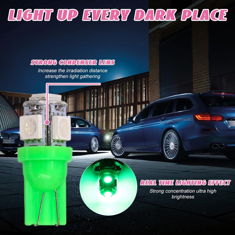 Ohleats 10PCS Car Interior LED Light Bulb, T10 5050 LED