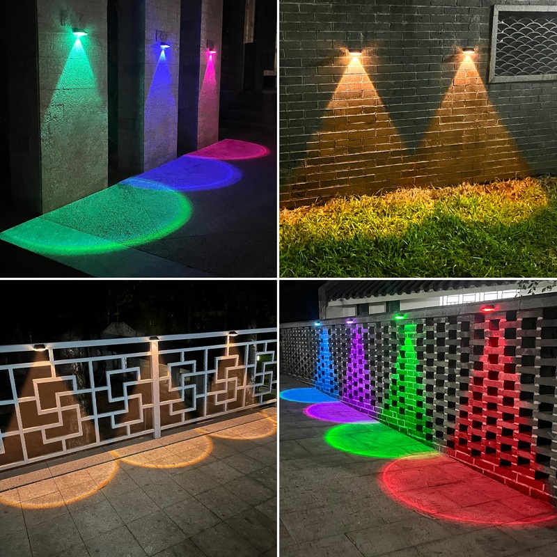 Ellasay Solar Fence Lights Outdoor: 10 Lighting Modes with RGB