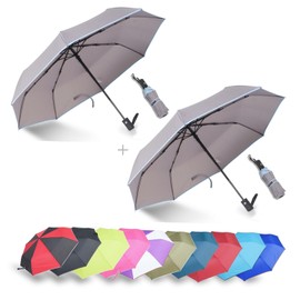 IXINU Factory Outlet - 2pack Automatic Open Close Portable Lightweight Travel Umbrella Parasol Outdoor Sun & Rain All Weather Umbrella (2PACK-GREY)