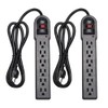 KMC KMC 6-Outlet Surge Protector Power Strip 2-Pack, 900 Joules, 4-Foot Extension Cord, Overload Protection, Black