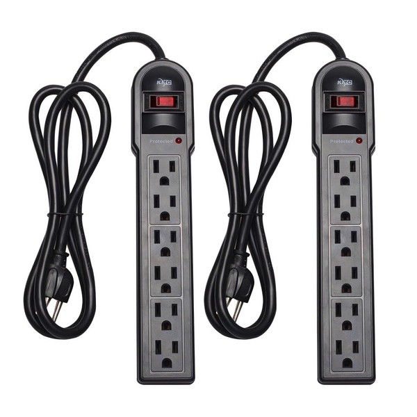 KMC KMC 6-Outlet Surge Protector Power Strip 2-Pack, 900 Joules,