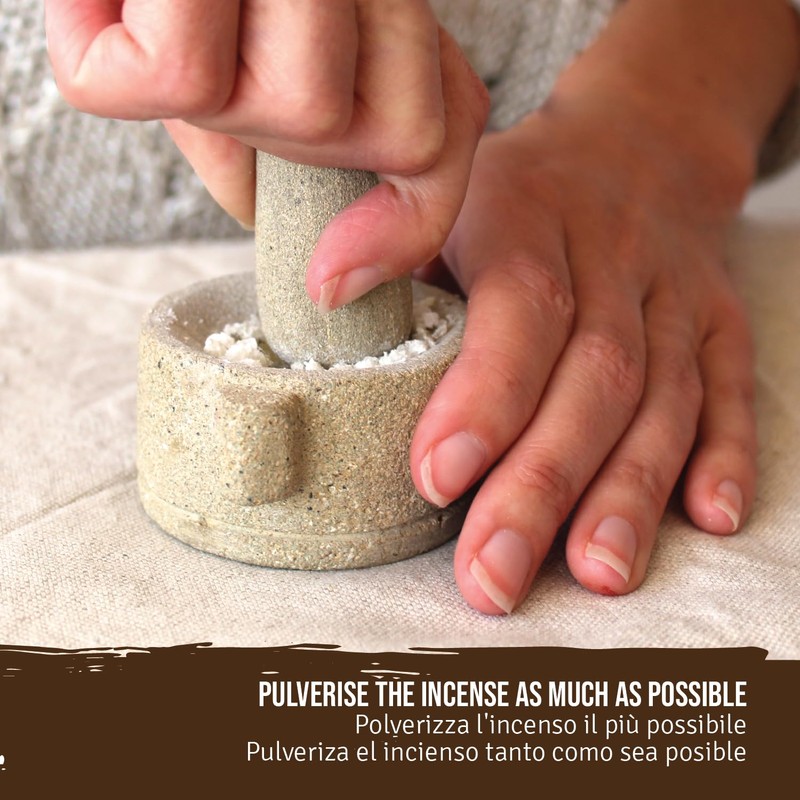 Sandstone Mortar with Pestle for Grinding Incense Resin - Handmade
