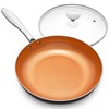 MICHELANGELO 10 Inch Copper Nonstick Frying Pan with Lid, Scratch