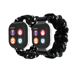2 Pack Scrunchie Band Compatible with Gizmo Watch 3/2/1 & Gabb Watch 3/2/1 & SyncUP Kids Watch, Cute Printed Stretchy Solo Loop Band Replacement, Easy to Take on and off (Black DogPaw+Black WhiteDot)