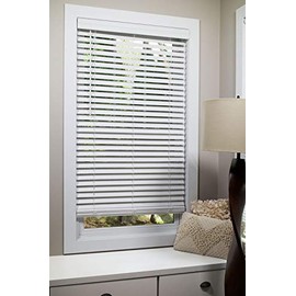 Lumino 2-inch Flat Slat Faux Wood Cordless Room Darkening Blinds, White - 34" W x 64" H (Over 500 Custom Sizes) Starting at $18.97