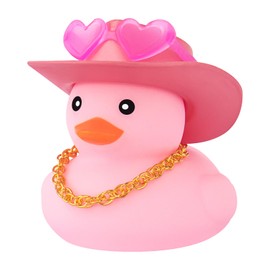 wonuu Pink Rubber Duck with Heart-Shaped Sunglasses Car Ducks Small Duckies with Cowboy Hat, Glitter-Pink