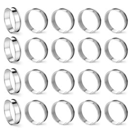 Tobeelec 20 Pcs English Muffin Rings, Stainless Steel Crumpet Rings, Non Stick Double Rolled Muffin Ring for Baking Fluffy Muffins, Pancakes, Pastry, Omelette, Metal Round Ring Pastry Ring for Baking