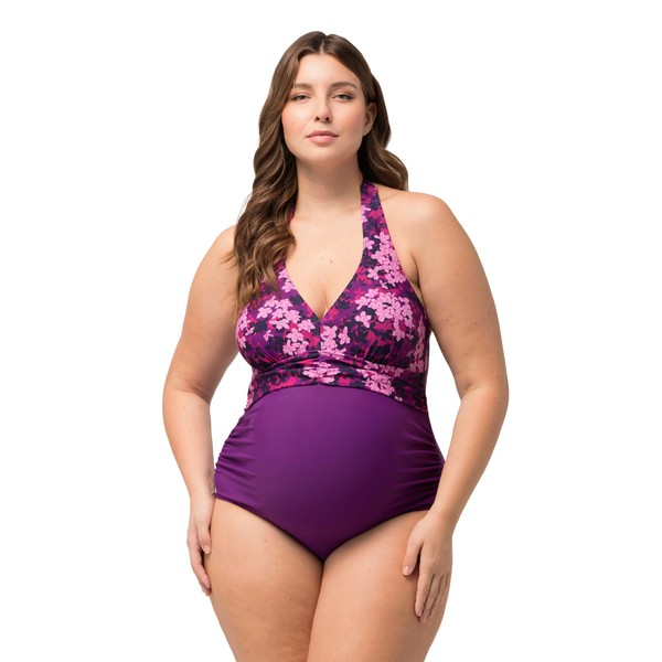 Ulla Popken Ladies Plus Size Plus Size Bellieva Swimsuit Blossom