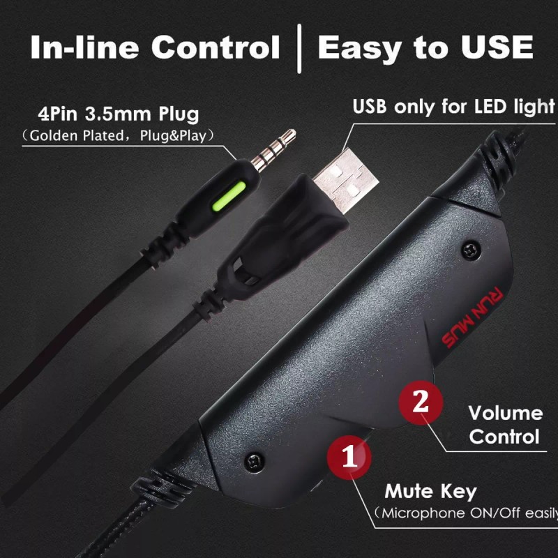 MS Audifonos Gamer Onikuma K18 Pro Con Microfono Luz Rgb