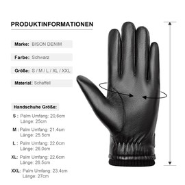 BISON DENIM Winter Genuine Sheepskin Leather Gloves for Men, Touchscreen Texting Warm Cashmere Lined Gloves for Driving